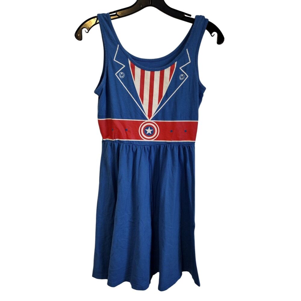 Marvel Captain America Blue Red Sleeveless Sundress
